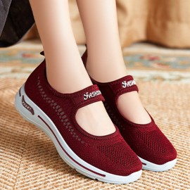 Women Breathable Comfy Mesh Hook&Loop Casual Walking Shoes