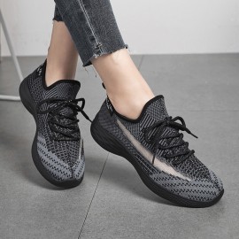 Large Size Women Trainers Breathable Mesh Lace Up Walking Shoes