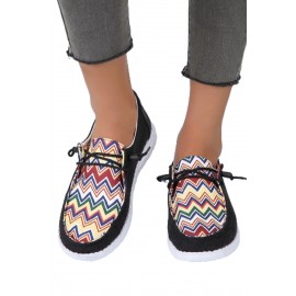 Multicolor Chevron Print Lace-up Front Casual Shoes