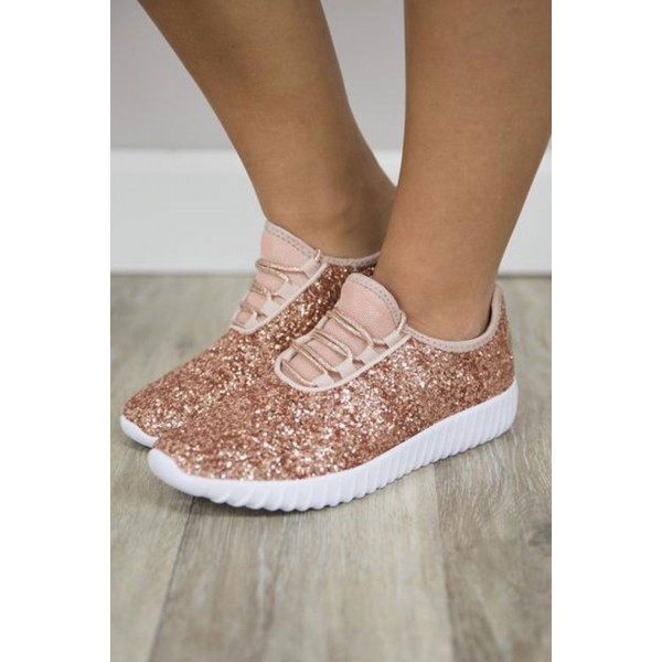 Pink Mesh Glitter Glam Sneakers